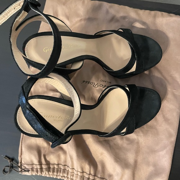 Gianvito Rossi black sparkly suede platform sandal 38 - Picture 8 of 8